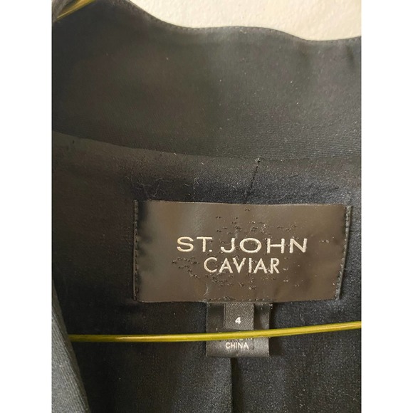 St. John Caviar Women's Small (4) Black Skirt Suit Silk - Picture 2 of 8
